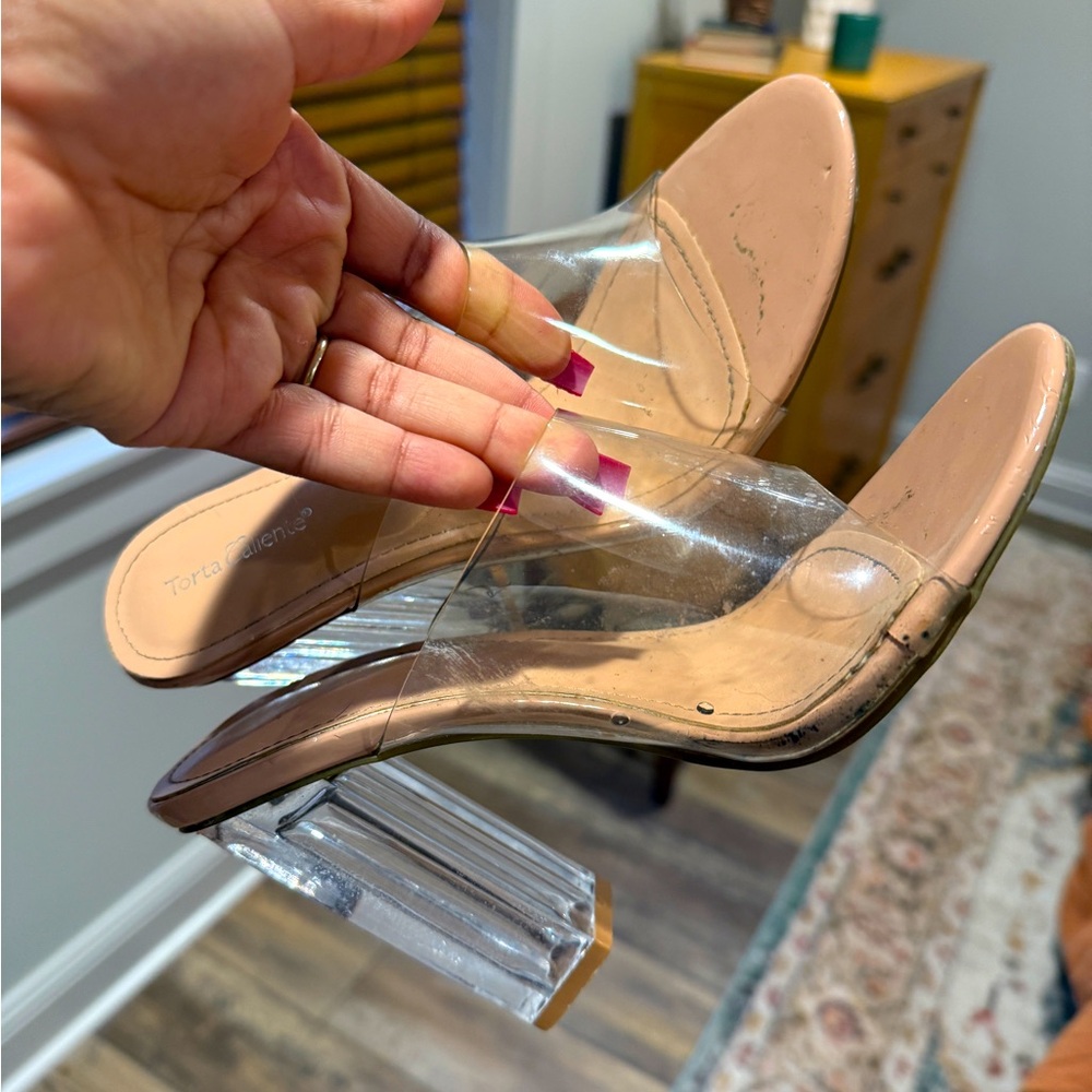 Clear Block Heel